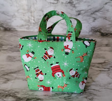 Load image into Gallery viewer, Small Reusable Christmas Fabric Gift Bag