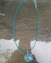Load image into Gallery viewer, Blue Peace Sign Necklace