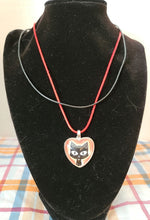 Load image into Gallery viewer, Black Cat Cabochon Heart Necklace