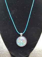 Load image into Gallery viewer, Blue Peace Sign Necklace