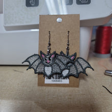 Load image into Gallery viewer, Gray lace Bat earrings
