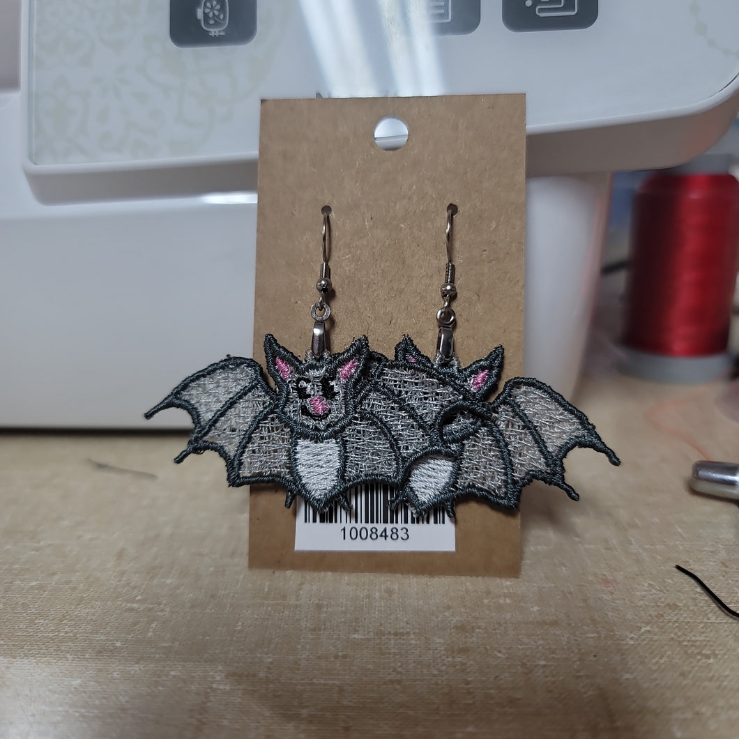 Gray lace Bat earrings