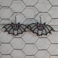 Load image into Gallery viewer, Gray lace Bat earrings

