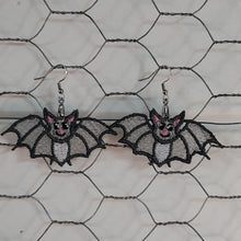 Load image into Gallery viewer, Gray lace Bat earrings
