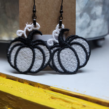 Load image into Gallery viewer, White &amp; Black Pumpkin  Lace Earrings

