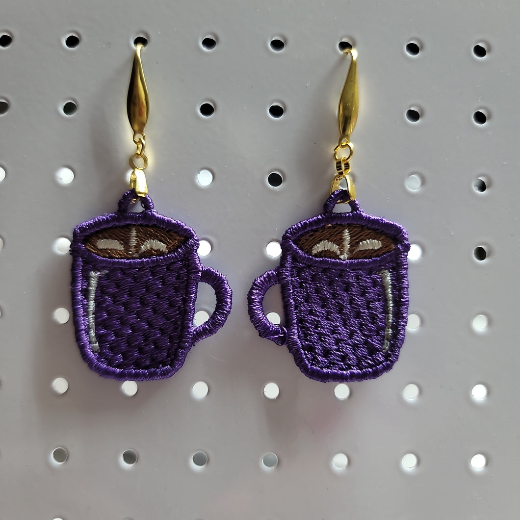 Small Purple Lace  Coffee Mug  Earrings