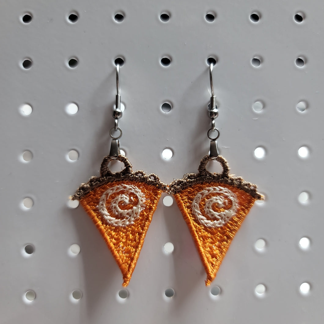 Slice of Pumpkin Pie Lace Earrings