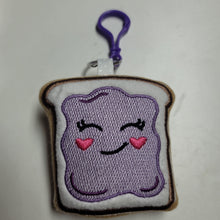 Load image into Gallery viewer, Grape jelly toast keychain stuffie
