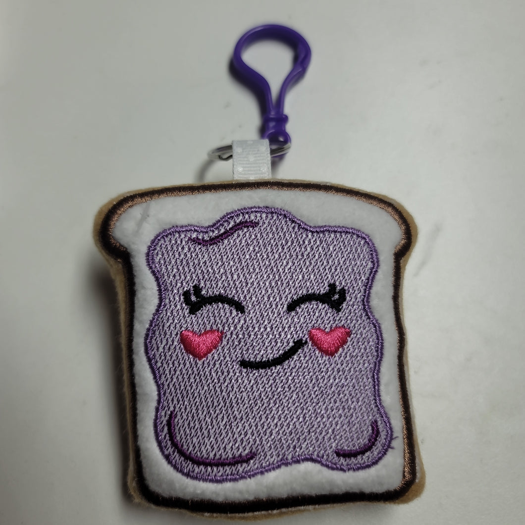 Grape jelly toast keychain stuffie