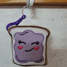 Load image into Gallery viewer, Grape jelly toast keychain stuffie

