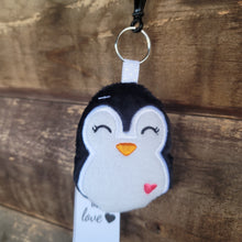 Load image into Gallery viewer, Black &amp; White Penguin Keychain stuffie
