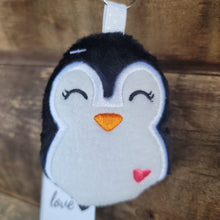 Load image into Gallery viewer, Black &amp; White Penguin Keychain stuffie
