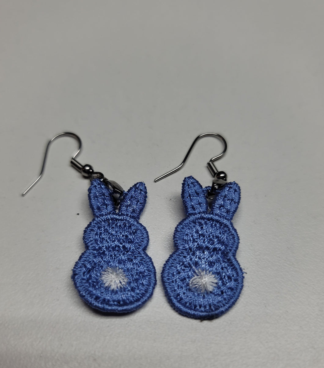 Blue Bunny Lace Earrings