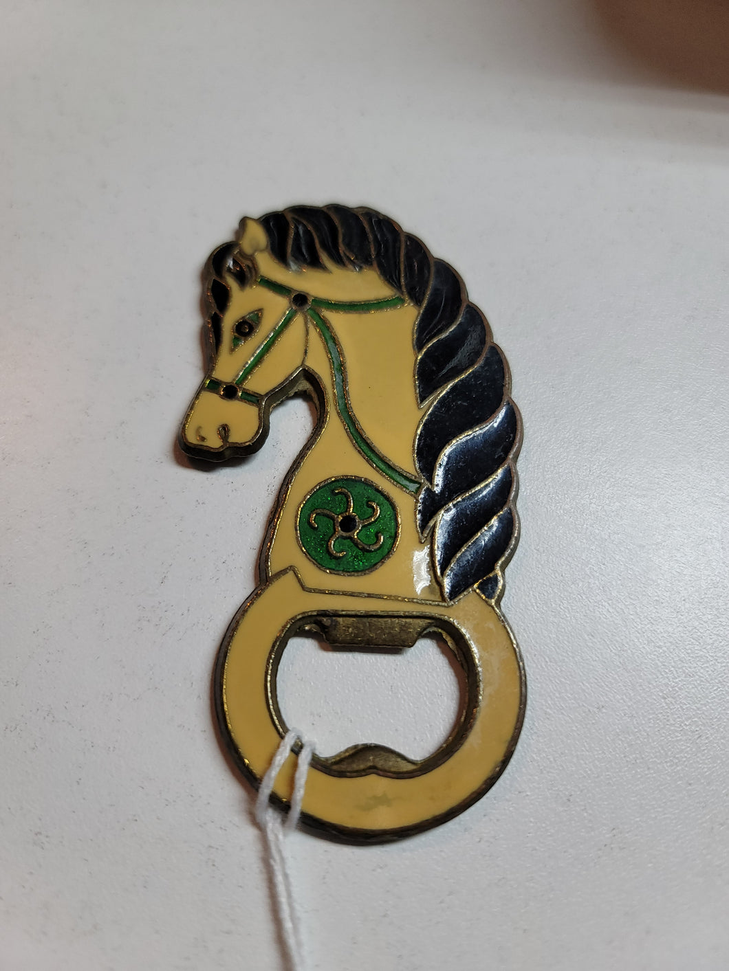 Vintage Enamel + Bronze Bottle Opener