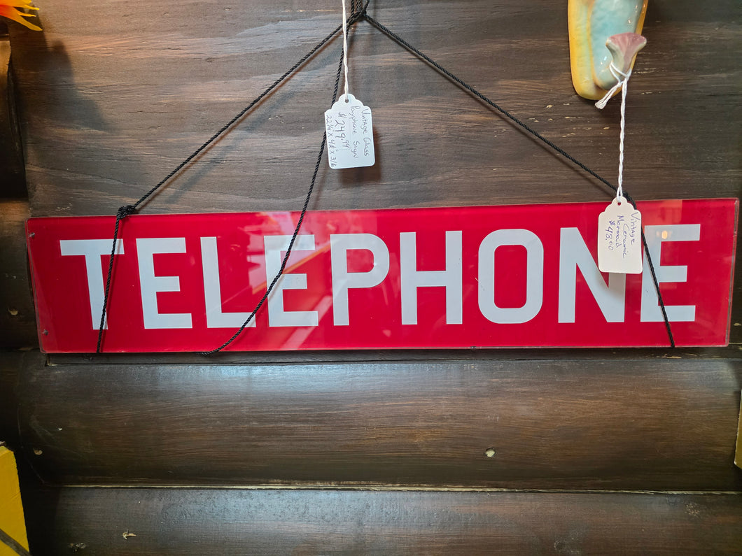 Vintage Glass payphone sign