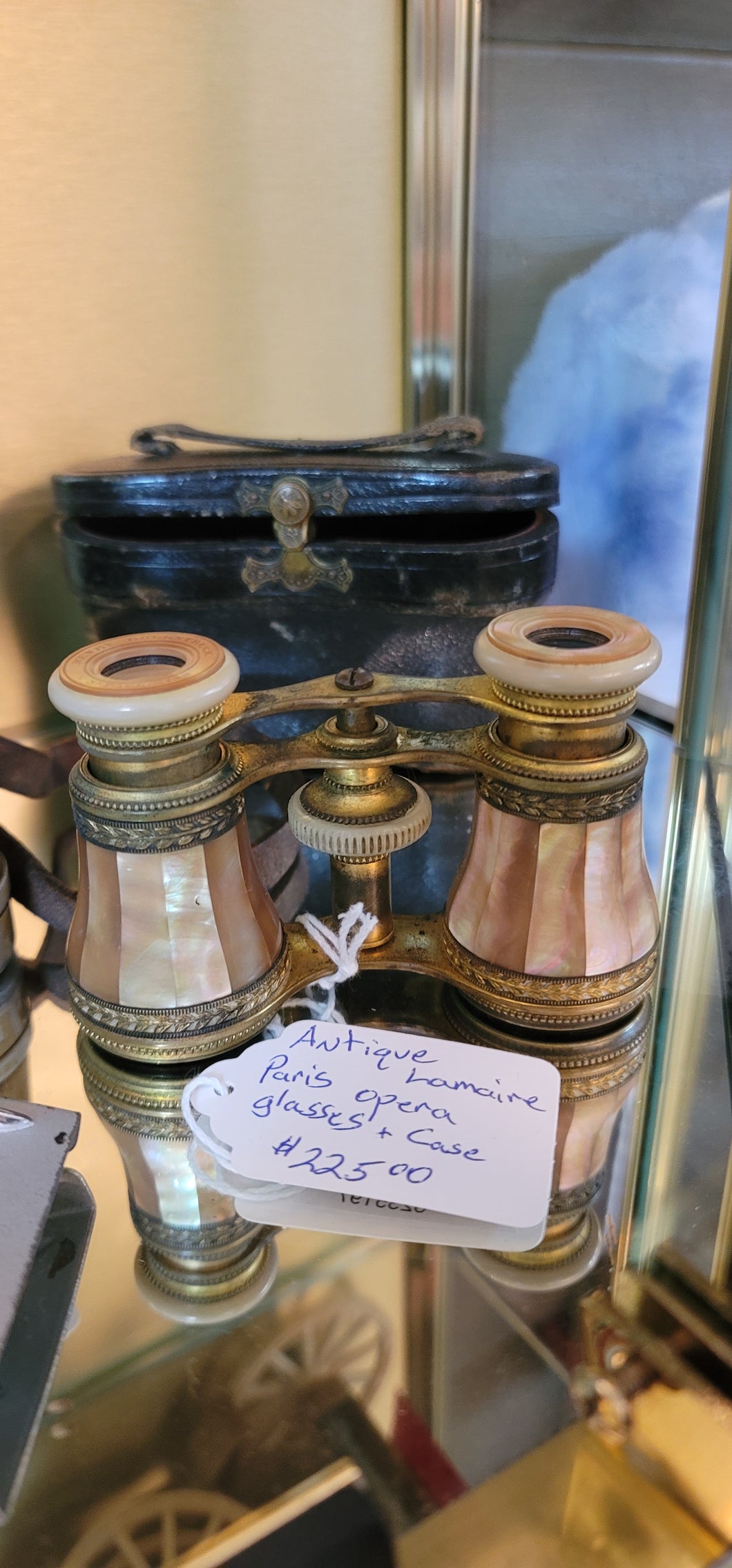 Antique opera glasses + case
