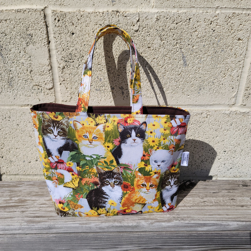 Small Kittens & Flowers Tote Bag
