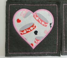 Load image into Gallery viewer, Embroidered Pink Heart  Coasters
