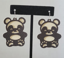 Load image into Gallery viewer, Panda Bear Faux Leather Earrings
