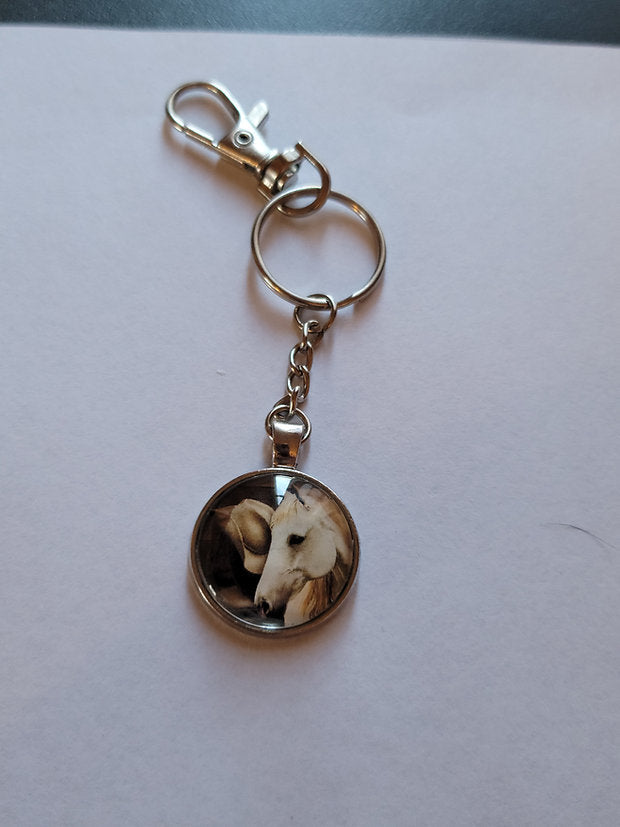 White Horse Keychain Cabochon