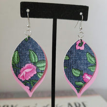 Load image into Gallery viewer, Pink Flowers Faux Leather Earrings
