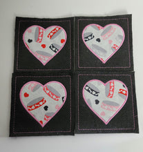 Load image into Gallery viewer, Embroidered Pink Heart  Coasters
